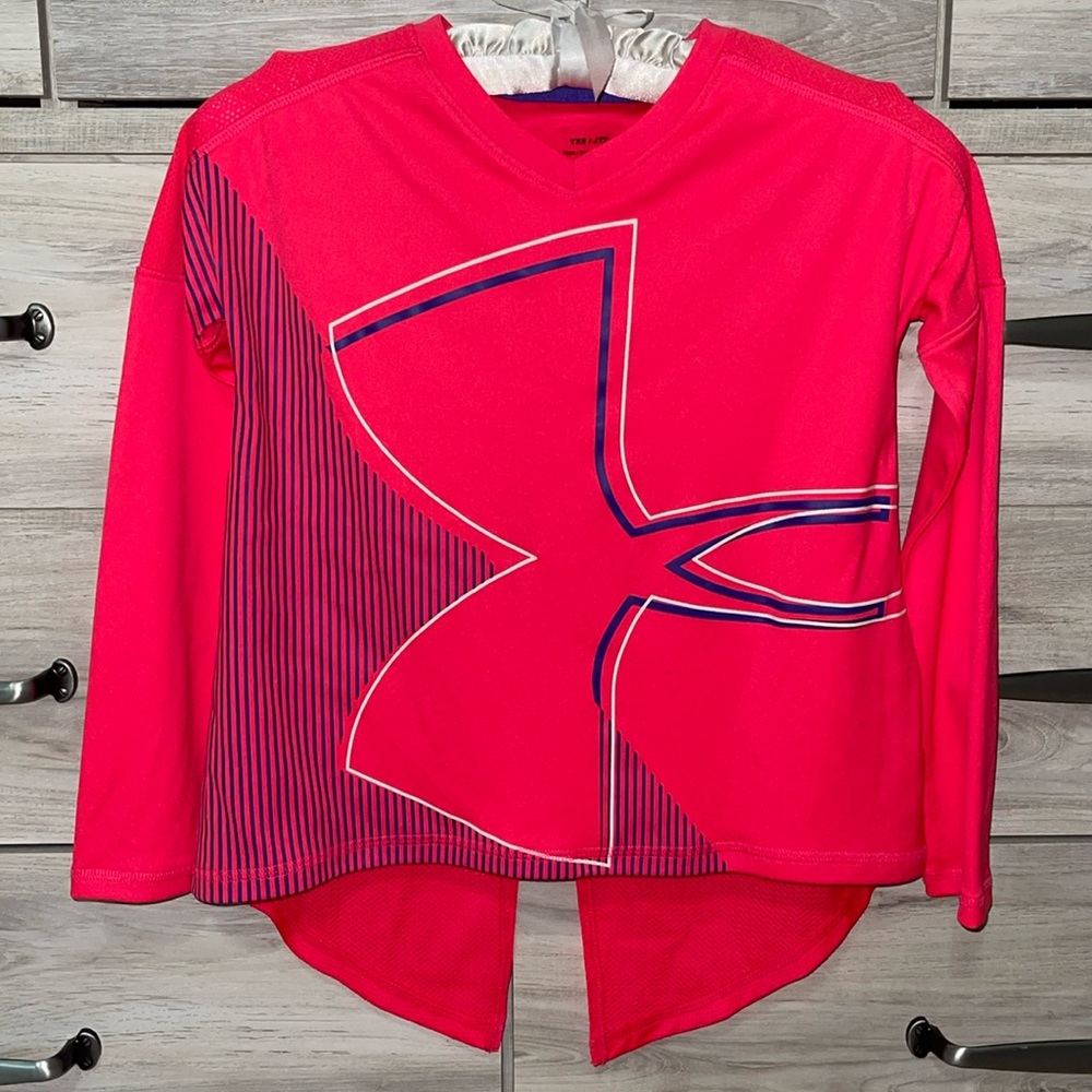 Under Armour Girls Heatgear Long Sleeved V-Neck Shirt Size YXS